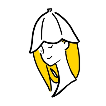 サウナハットをかぶるシンプル人　黄色 サウナハット,サウナ,女性,美人,若い,綺麗,かわいい,おしゃれ,シンプル,目のイラスト素材