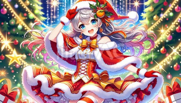 クリスマス サンタ衣装の少女 イラスト - No: 24475046｜無料