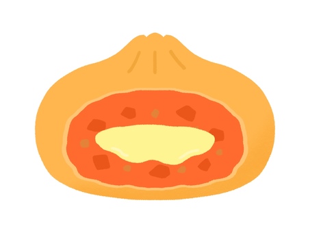 チーズがとろけたピザまん ピザまん,肉まん,中華まん,食べ物,チーズ,中身,断面,中華料理,冬,ホカホカのイラスト素材