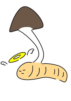 キノコの生えた虫　カラー