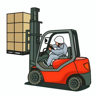 荷物を積み込むフォークリフト 運送,荷役,フォークリフト,積み込み,男性,リフト,運転,段ボール箱,イラストのイラスト素材