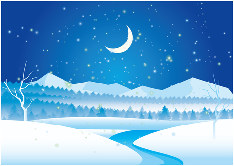 雪景色 クリスマス,冬,月,雪,冬季,風景,景色,雪国,12月,クリスマスイブのイラスト素材