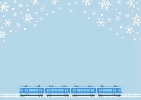 雪の中を列車（横向き）が走る冬の背景1 冬,電車,背景,旅行,雪,壁紙,横,横向き,列車,鉄道のイラスト素材