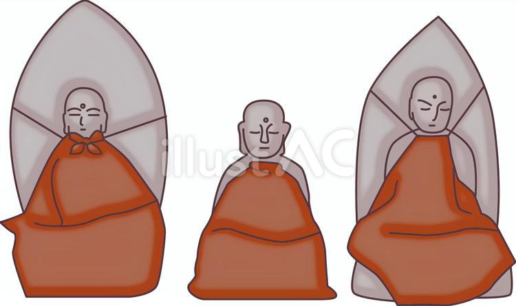 お地蔵様　　3体　 お地蔵様,祠,祀るのイラスト素材