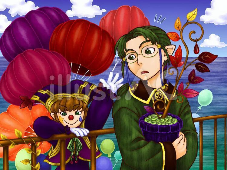 謎の呼び止め ピエロ,呼び止め,ファンタジーのイラスト素材