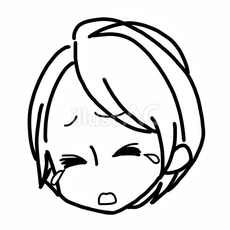 線画の泣く女性の顔 号泣,泣く,感動のイラスト素材