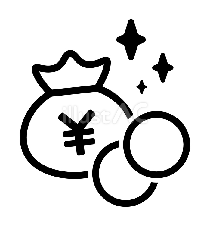 巾着袋とお金のアイコン お金,硬貨,コインのイラスト素材