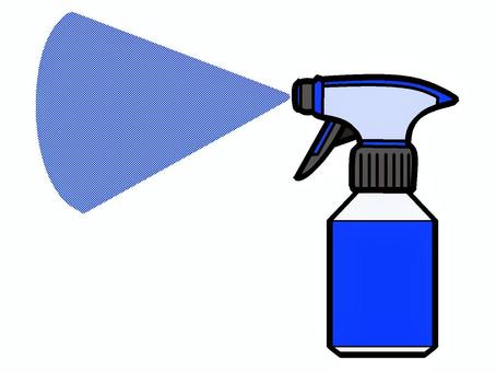 噴射するスプレーのアイコン『青』 スプレー,噴射,ノズル,トリガー,容器,液体,噴霧,モチーフ,カラー,挿絵のイラスト素材