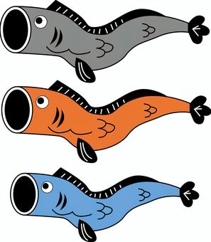 鯉のぼり 鯉のぼり,泳ぐ,風,子供の日,デフォルメ,線画,シンプルのイラスト素材