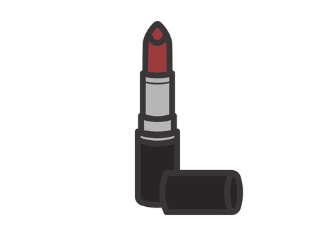 口紅(キャップ付)01 口紅(キャップ付)01 口紅,リップ,ルージュ,メイク,化粧,赤,アイコン,マーク,シンプルのイラスト素材