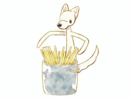 パスタ茹で犬 犬,可愛い,パスタ,ゆでる,広げる,鍋,水彩風のイラスト素材