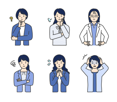 困った表情の女性ビジネスパーソン 人物,女性,ビジネスパーソン,ビジネスウーマン,コンサルタント,疑問,悩む,ため息,心配,不安のイラスト素材