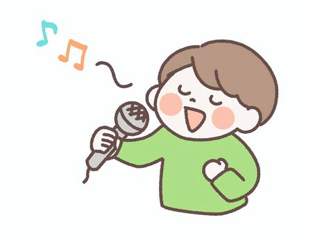 マイクを持って歌を歌う人 歌,歌う,マイク,カラオケ,歌唱,音楽,音符,人,ヒトカラ,熱唱のイラスト素材