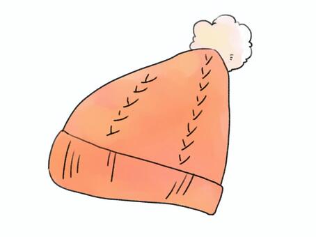 毛糸の帽子（ピンク色） 帽子,毛糸,防寒具,冬,冬物,水彩風,ピンク色のイラスト素材