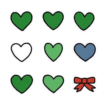 シンプルなハートとリボンのアイコンセット