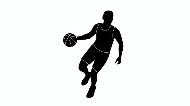 スポーツのシルエット　バスケットボール⑥ バスケット,スポーツ,バスケ,シルエット,バスケットボール,運動,シンプル,挿絵,単体,ドリブルのイラスト素材
