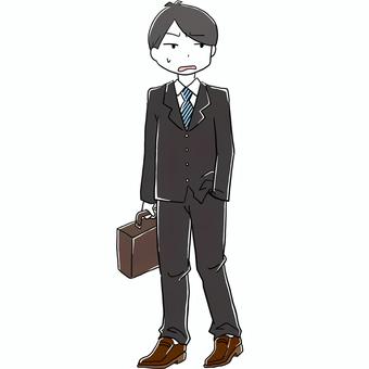 嫌な顔をするスーツの男性 男性,全身,イラスト,スーツ,会社帰り,仕事,ビジネス,通行人,帰宅,嫌な顔のイラスト素材