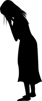 Illustration, silhouette, female, sad, 