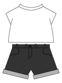 Illustration, t-shirt, shorts, female, 