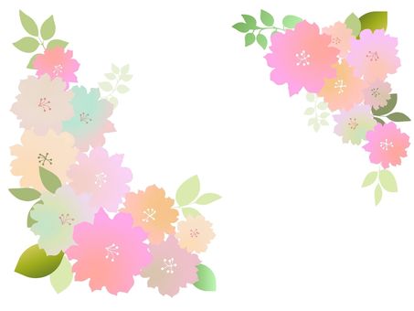 ふんわり優しいお花模様 花,花柄,フラワー,フレーム,飾り枠,角飾り,コーナー,グラデーション,水彩,水彩風のイラスト素材