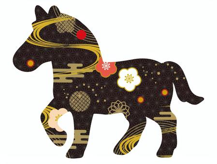 午 馬,競馬,牧場,たてがみ,しっぽ,名馬,騎馬,かわいい,サラブレッド,シルエットのイラスト素材