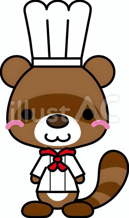 タヌキ(コック) 狸,料理人,動物のイラスト素材
