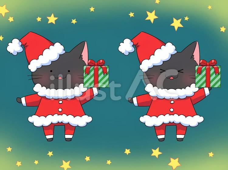 黒猫のサンタクロース２ 冬,クリスマス,サンタクロースのイラスト素材