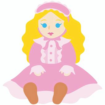 フランス人形_ピンク フランス人形,クリスマス,イブ,おもちゃ,プレゼント,フリル,ふわふわ,ひらひら,ロングヘア,リボンのイラスト素材