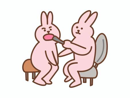 診察を受けるウサギと医師ウサギ 問診,診察,医師,医者,うさぎ,健康診断,健診,定期健診,ウサギ,動物のイラスト素材