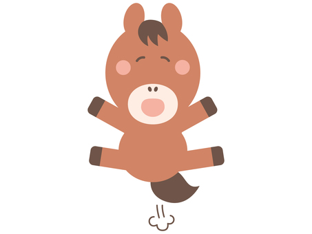 ジャンプして喜ぶ馬のイラスト素材 馬,午年,笑顔,万歳,ジャンプ,喜ぶ,楽しい,跳ぶ,午,新年のイラスト素材