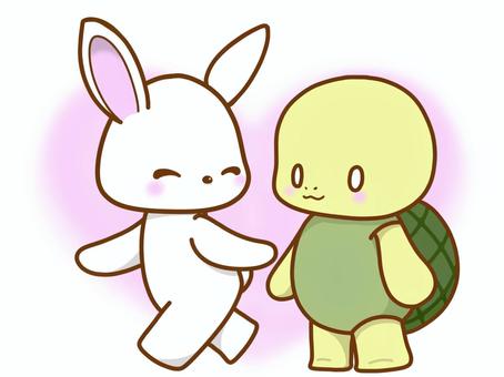 本当は仲良し 本当は仲良し うさぎ,亀,動物,生き物,昔話,童話,仲良し,イラスト,可愛いのイラスト素材