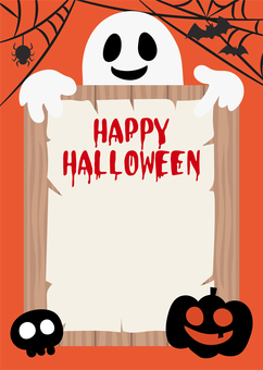 シンプルなハロウィン背景-1（A4縦） ハロウィン,秋,背景,10月,パンプキン,ジャックオーランタン,おばけ,ゴースト,ドクロ,コウモリのイラスト素材