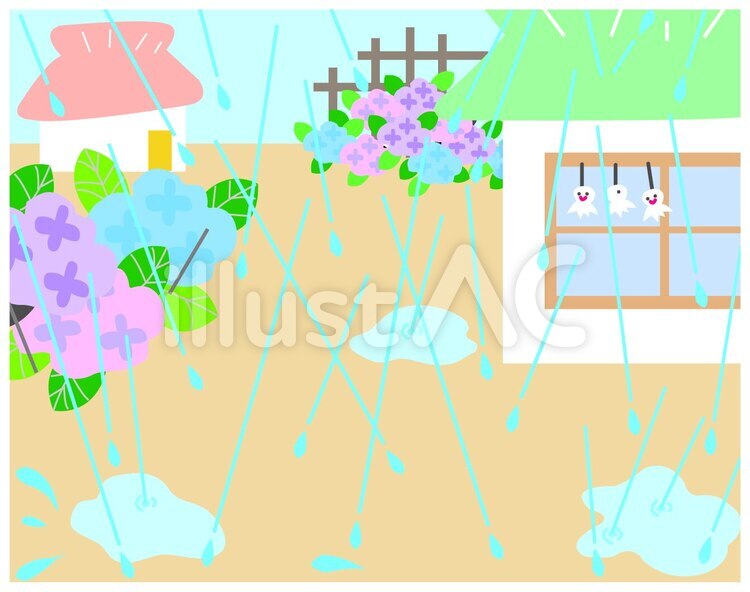 梅雨の街  街,風景,雨降りのイラスト素材