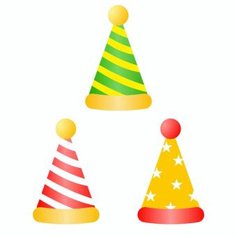 パーティ帽子　ハット3 帽子,パーティハット,パーティ,ハット,メリークリスマス,赤,白,黄色,星,緑のイラスト素材