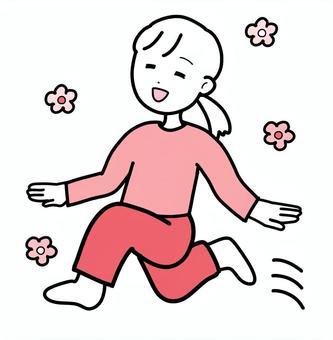 シンプルウキウキ女（p） シンプル,ウキウキ,女,人,浮かれる,花,楽しい,スッキリ,ハッピー,嬉しいのイラスト素材