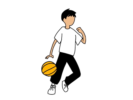 バスケットボールをする男 男,男の子,男子,男性,大人,子供,子ども,学生,中学生,高校生のイラスト素材