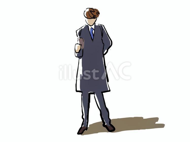 スマホを見るコートの男性 男性,社会人,パパのイラスト素材