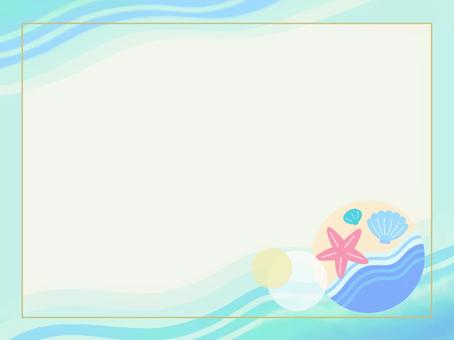 浜辺のイラスト 浜,砂浜,海,海辺,磯,浅瀬,潮,波,貝,貝殻のイラスト素材
