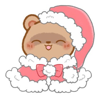 サンタさんなたぬきさんのイラストアイコン タヌキ,クリスマス,サンタクロース,笑う,狸,喜,ほのぼの,瞑る,動物,かわいいのイラスト素材