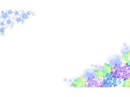 あじさいの水彩風フレーム(文字なし) あじさいの水彩風フレーム(文字なし) 夏,フレーム,花,お花,葉っぱ,葉,植物,イラスト,デザイン,枠のイラスト素材