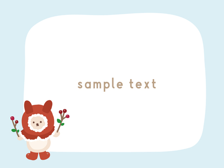 冬のよそおいの動物のフレーム① 動物,冬,吹き出し,フレーム,飾り枠,枠,ウサギ,かわいい,防寒,冬服のイラスト素材