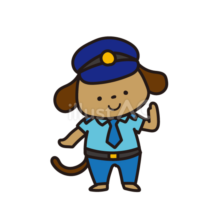 6月の動物おたより（おまわりさんの日 犬のおまわりさん） 6月,おたより,犬のイラスト素材