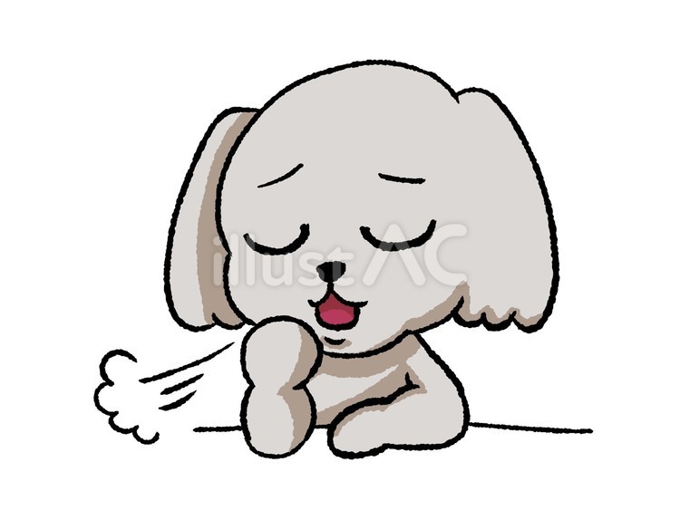 ため息をつく犬２ ため息,犬,悩むのイラスト素材