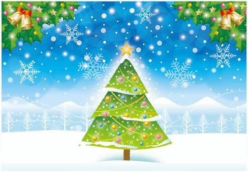 Illustration, christmas, tree, snow, 