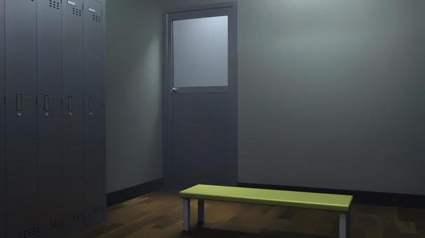 夜の部室の出入り口 学校,ロッカールーム,更衣室,脱衣所,控え室,部室,ロッカー,着替え,部屋,室内のイラスト素材