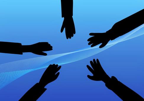 団結する人々の手とスタイリッシュ青背景 スクラム,手,チームワーク,ビジネス,スタイリッシュ,青背景,カッコいい,人々,シルエット,パートナーシップのイラスト素材