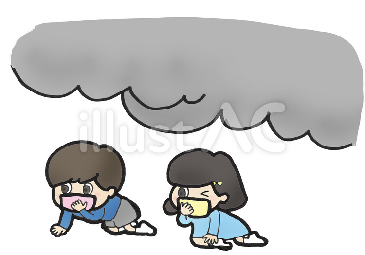 火災、低い姿勢ですばやく避難 火事,訓練,安全のイラスト素材