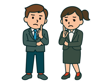 男サラリーマンと女OLの同僚コンビＫ サラリーマン,ol,オフィスレディー,カジュアル,仕事,ペア,同僚,笑顔,リラックス,共演のイラスト素材