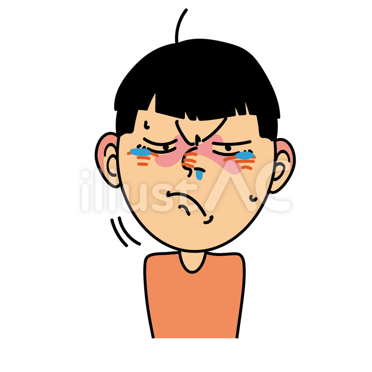 男の子_F泣き止んで強がる表情 男の子,泣き,感情のイラスト素材