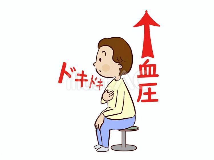 緊張と不安で血圧が高い 女性,緊張,不安のイラスト素材